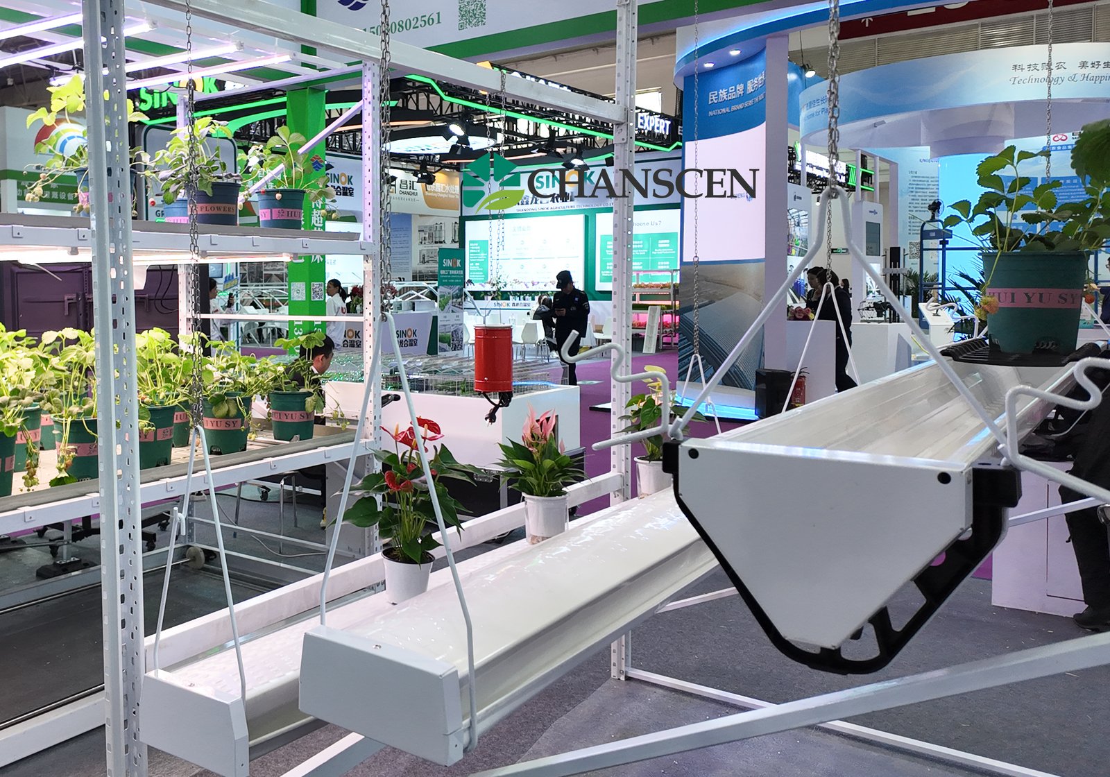 Chanscen exhibition booth with greenhouse cultivation system samples